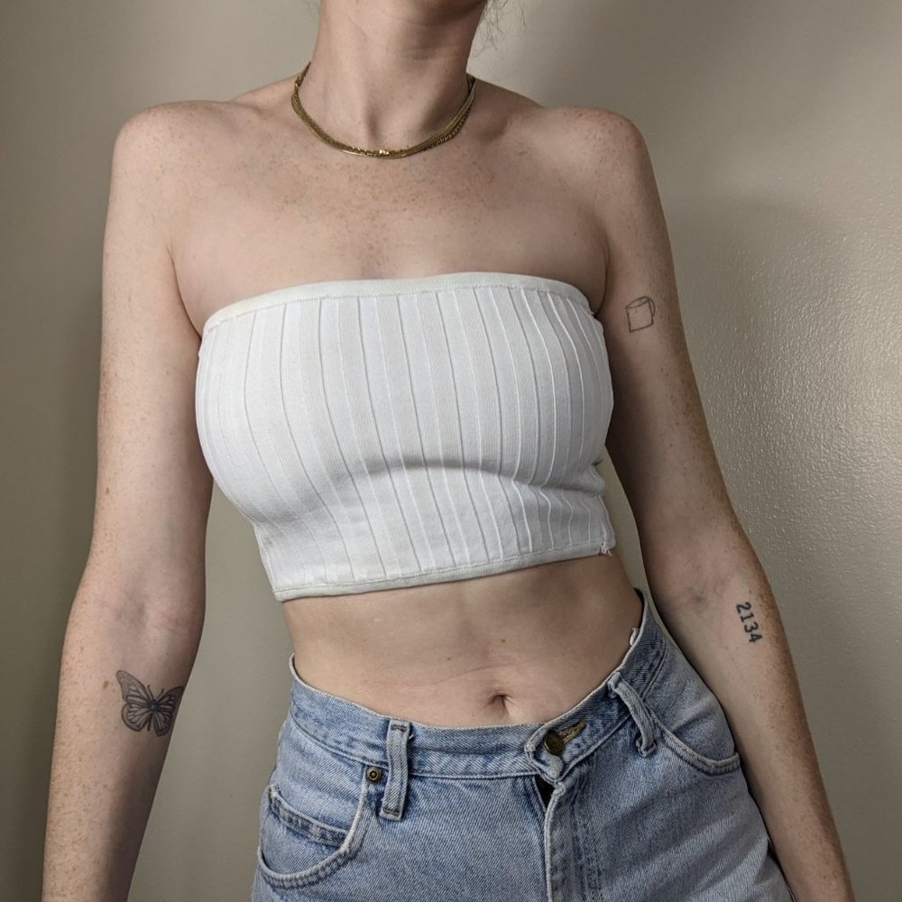 NWT Seek the Label White Rib Tube Top Crop